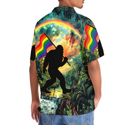 Bigfoot Pride Flag Hawaiian Shirt, Funny Hawaiian Shirt, Cool Hawaiian Shirts, Best Hawaiian Shirts