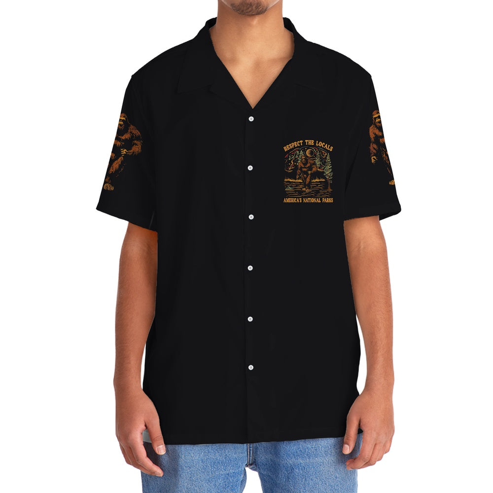 Bigfoot Respect The Locals National Park Hawaiian Shirt, Funny Hawaiian Shirt, Cool Hawaiian Shirts, Best Hawaiian Shirts