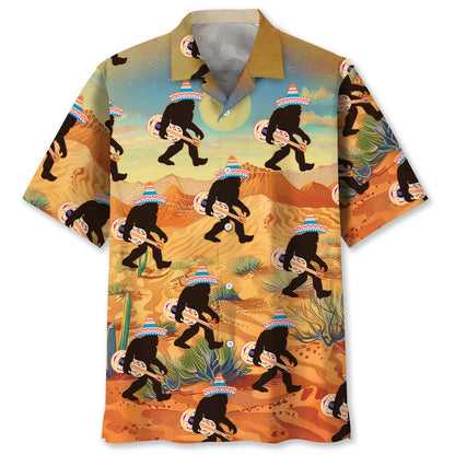 Bigfoot Sasquatch Poncho Desert Hawaiian Shirt, Funny Hawaiian Shirt, Cool Hawaiian Shirts, Best Hawaiian Shirts