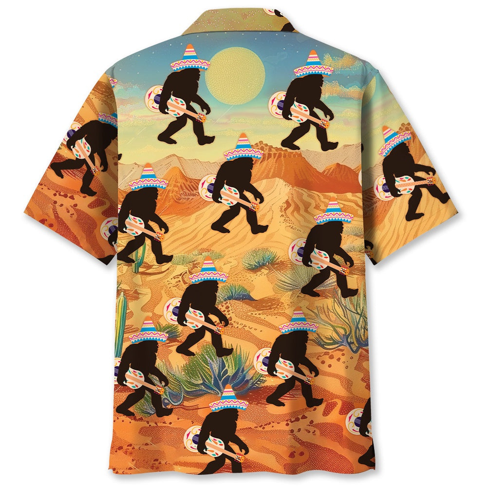 Bigfoot Sasquatch Poncho Desert Hawaiian Shirt, Funny Hawaiian Shirt, Cool Hawaiian Shirts, Best Hawaiian Shirts