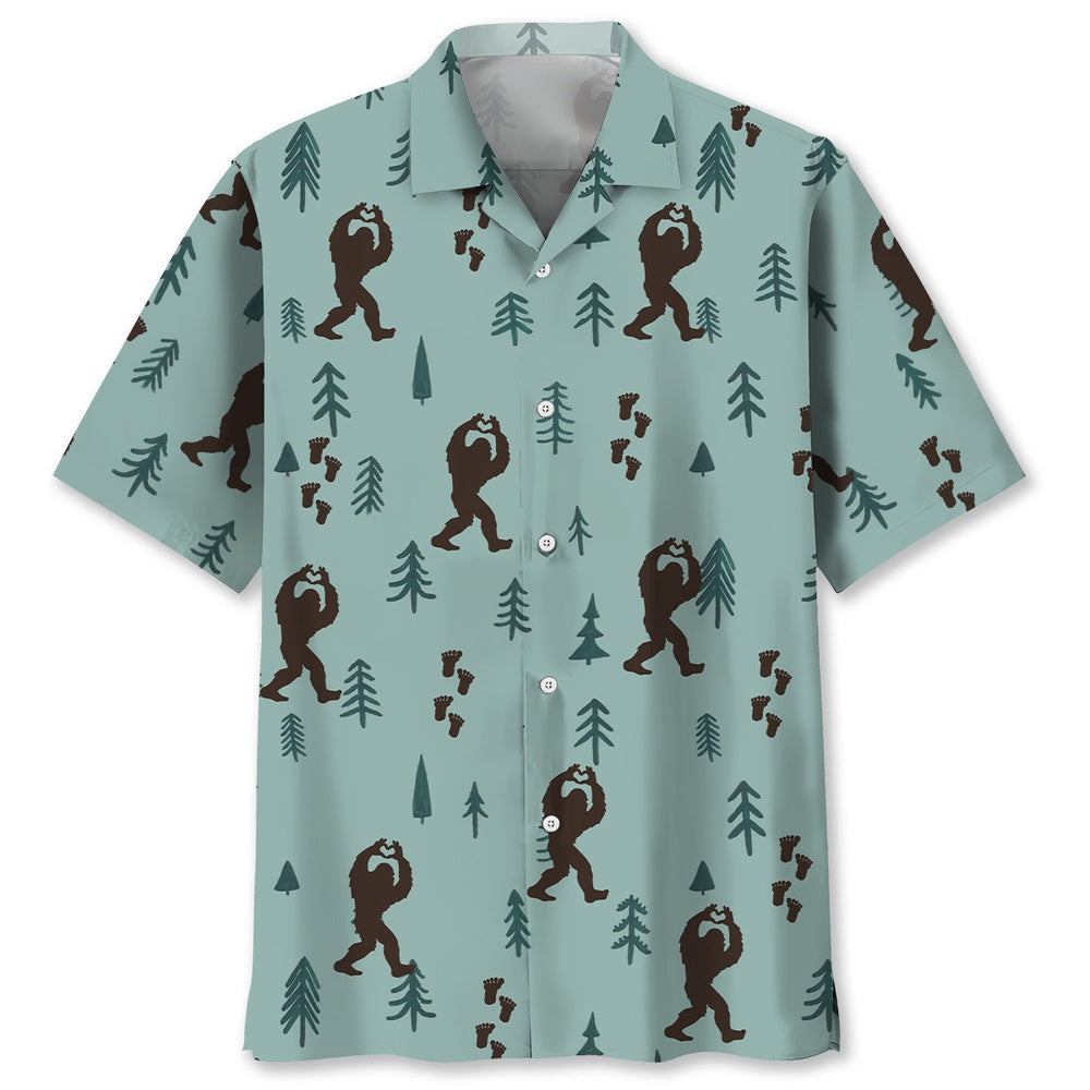 Bigfoot Silhouette Hawaiian Shirts, Funny Hawaiian Shirt, Cool Hawaiian Shirts, Best Hawaiian Shirts