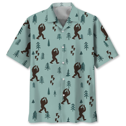 Bigfoot Silhouette Hawaiian Shirts, Funny Hawaiian Shirt, Cool Hawaiian Shirts, Best Hawaiian Shirts