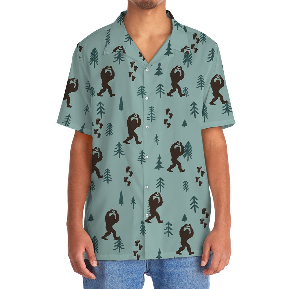 Bigfoot Silhouette Hawaiian Shirts, Funny Hawaiian Shirt, Cool Hawaiian Shirts, Best Hawaiian Shirts
