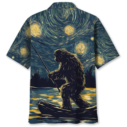 Bigfoot Starry Night Sasquatch Van Gogh Painting Art Hawaiian Shirt, Funny Hawaiian Shirt, Cool Hawaiian Shirts, Best Hawaiian Shirts
