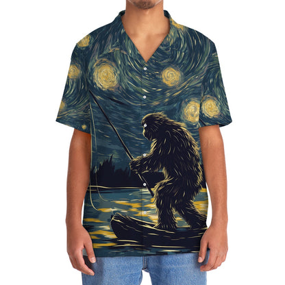 Bigfoot Starry Night Sasquatch Van Gogh Painting Art Hawaiian Shirt, Funny Hawaiian Shirt, Cool Hawaiian Shirts, Best Hawaiian Shirts