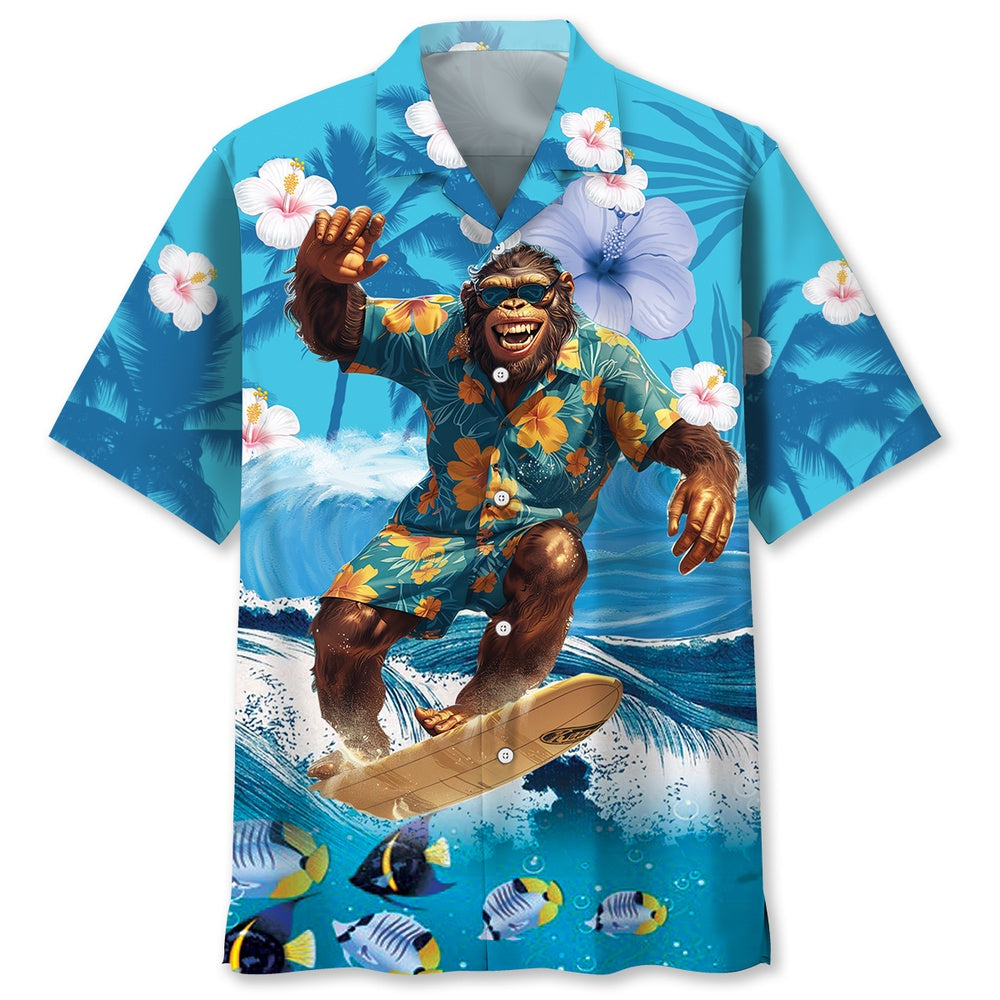 Bigfoot Surf Beach Hawaiian Shirt, Funny Hawaiian Shirt, Cool Hawaiian Shirts, Best Hawaiian Shirts