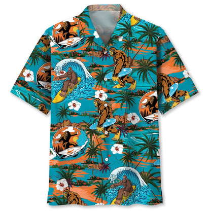 Bigfoot Surfing New Hawaiian Shirt, Funny Hawaiian Shirt, Cool Hawaiian Shirts, Best Hawaiian Shirts