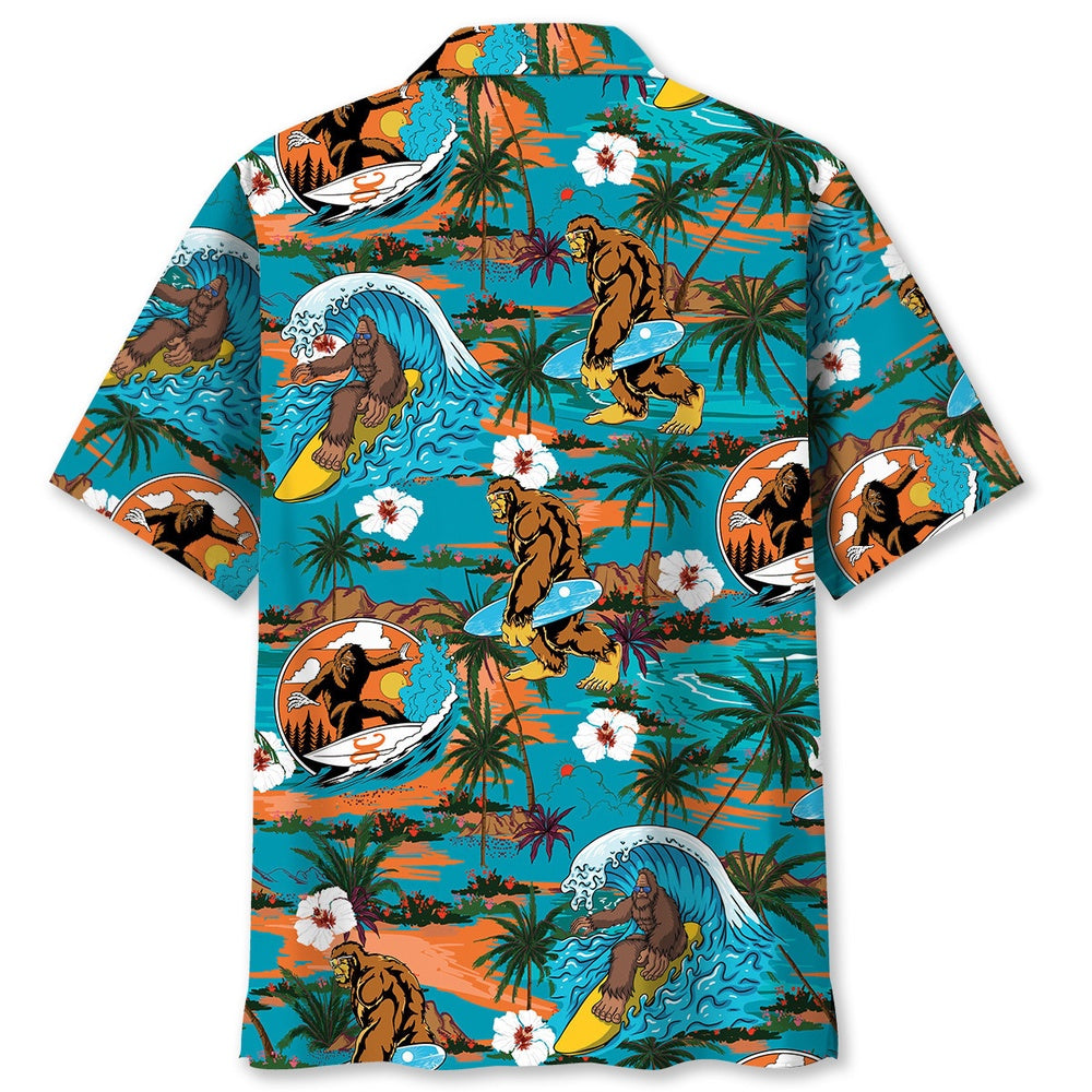 Bigfoot Surfing New Hawaiian Shirt, Funny Hawaiian Shirt, Cool Hawaiian Shirts, Best Hawaiian Shirts