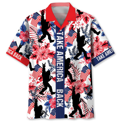 Bigfoot Take America Back Hawaiian Shirt, Funny Hawaiian Shirt, Cool Hawaiian Shirts, Best Hawaiian Shirts