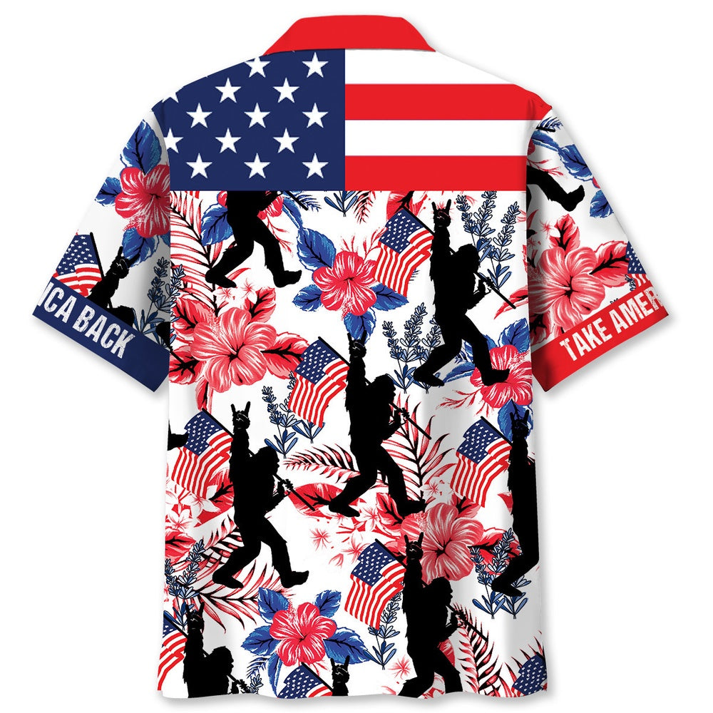 Bigfoot Take America Back Hawaiian Shirt, Funny Hawaiian Shirt, Cool Hawaiian Shirts, Best Hawaiian Shirts