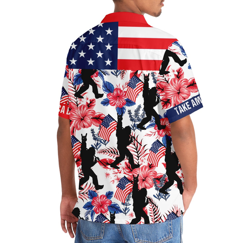 Bigfoot Take America Back Hawaiian Shirt, Funny Hawaiian Shirt, Cool Hawaiian Shirts, Best Hawaiian Shirts