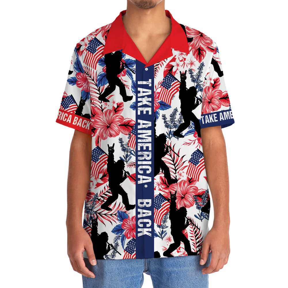 Bigfoot Take America Back Hawaiian Shirt, Funny Hawaiian Shirt, Cool Hawaiian Shirts, Best Hawaiian Shirts