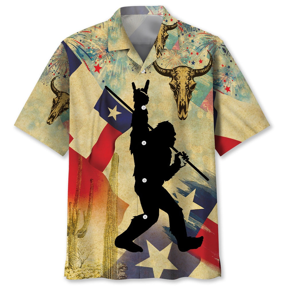 Bigfoot Texas Happy 4Th July Vintage Hawaiian Shirt, Funny Hawaiian Shirt, Cool Hawaiian Shirts, Best Hawaiian Shirts