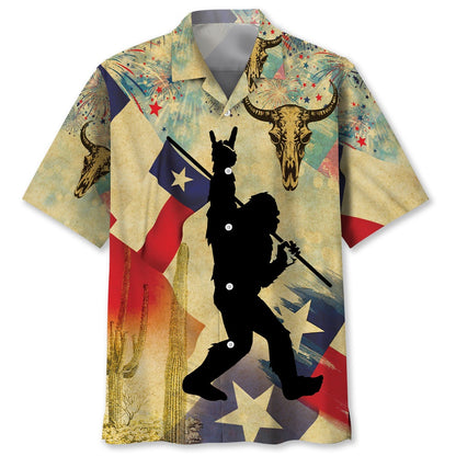 Bigfoot Texas Happy 4Th July Vintage Hawaiian Shirt, Funny Hawaiian Shirt, Cool Hawaiian Shirts, Best Hawaiian Shirts
