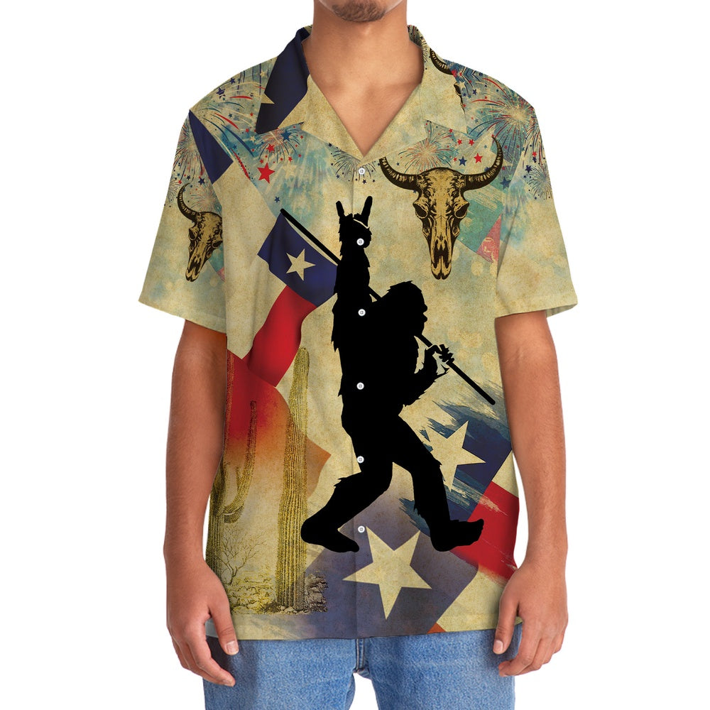 Bigfoot Texas Happy 4Th July Vintage Hawaiian Shirt, Funny Hawaiian Shirt, Cool Hawaiian Shirts, Best Hawaiian Shirts