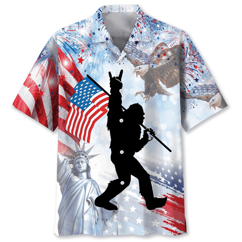 Bigfoot Usa Hawaiian Shirt, Funny Hawaiian Shirt, Cool Hawaiian Shirts, Best Hawaiian Shirts