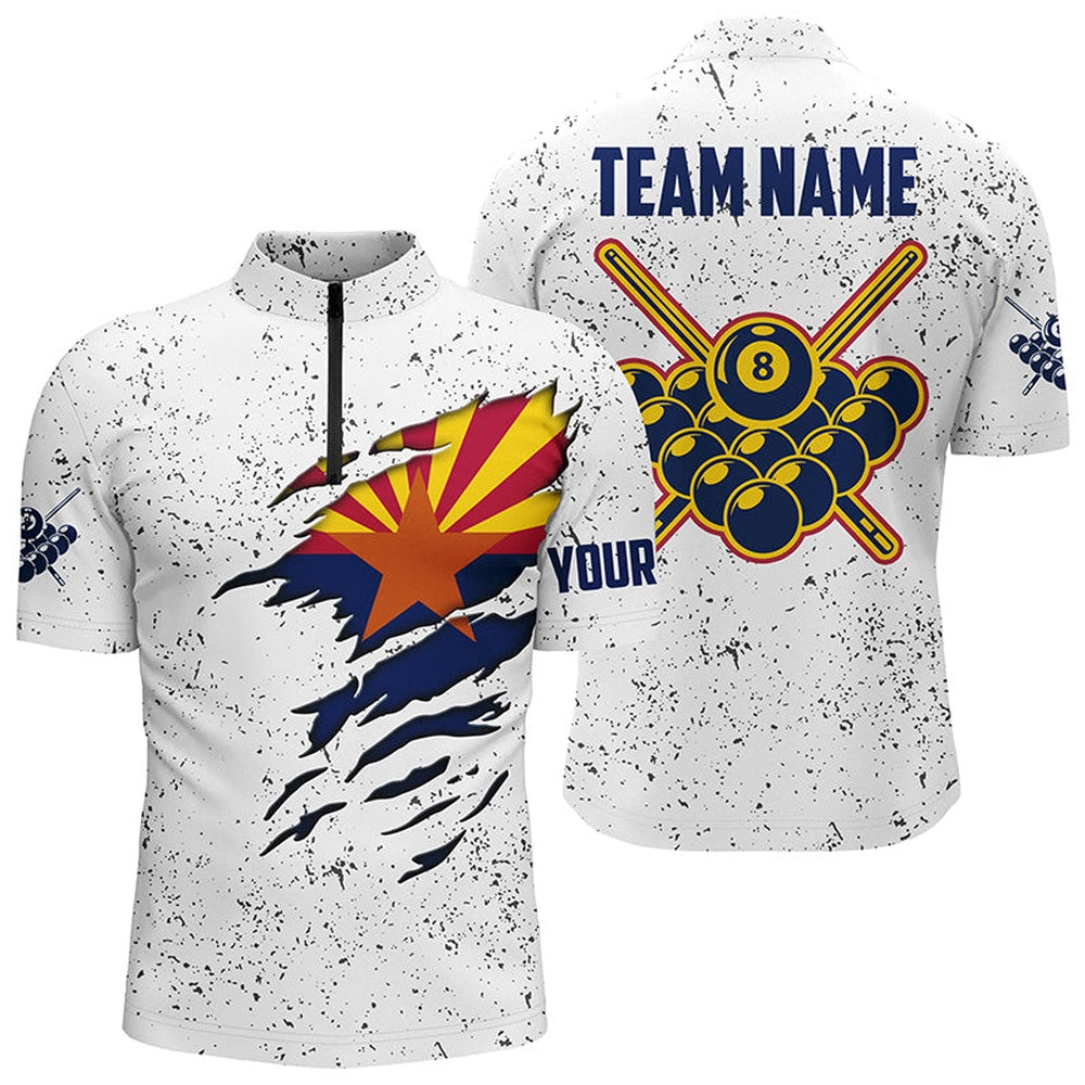 Billiard Polo Shirts, 8 Ball Pool Arizona Flag Personalized Billiard 'S Shirts Custom 8 Ball Pool Polo Shirts, Billiards Team Shirts