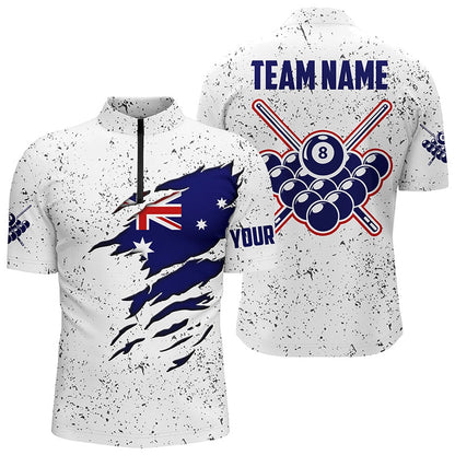 Billiard Polo Shirts, 8 Ball Pool Australia Flag Personalized Billiard 'S Shirts Custom 8 Ball Pool Polo Shirts, Billiards Team Shirts