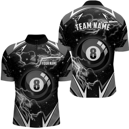 Billiard Polo Shirts, 8 Ball Pool Billiard Jerseys Custom Name Black Billiard Shirts Team League Pool Jerseys, Billiards Team Shirts
