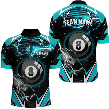 Billiard Polo Shirts, 8 Ball Pool Billiard Jerseys Custom Turquoise Billiard Shirts Team League Pool Jerseys, Billiards Team Shirts