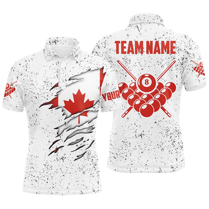 Billiard Polo Shirts, 8 Ball Pool Canadian Flag Personalized Billiard 'S Shirts Custom 8 Ball Pool Polo Shirts, Billiards Team Shirts