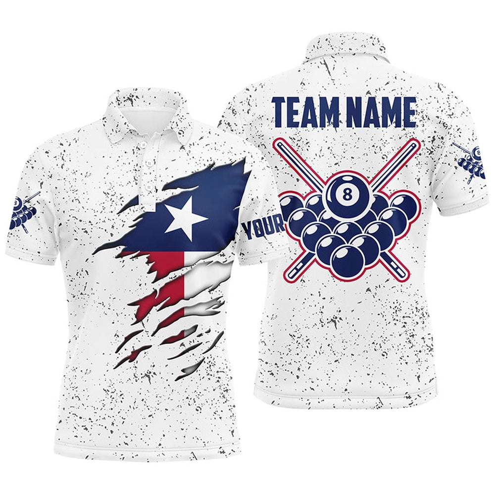 Billiard Polo Shirts, 8 Ball Pool Texas Flag Personalized Billiard Polo Shirts Custom 8 Ball Pool Polo Shirts, Billiards Team Shirts