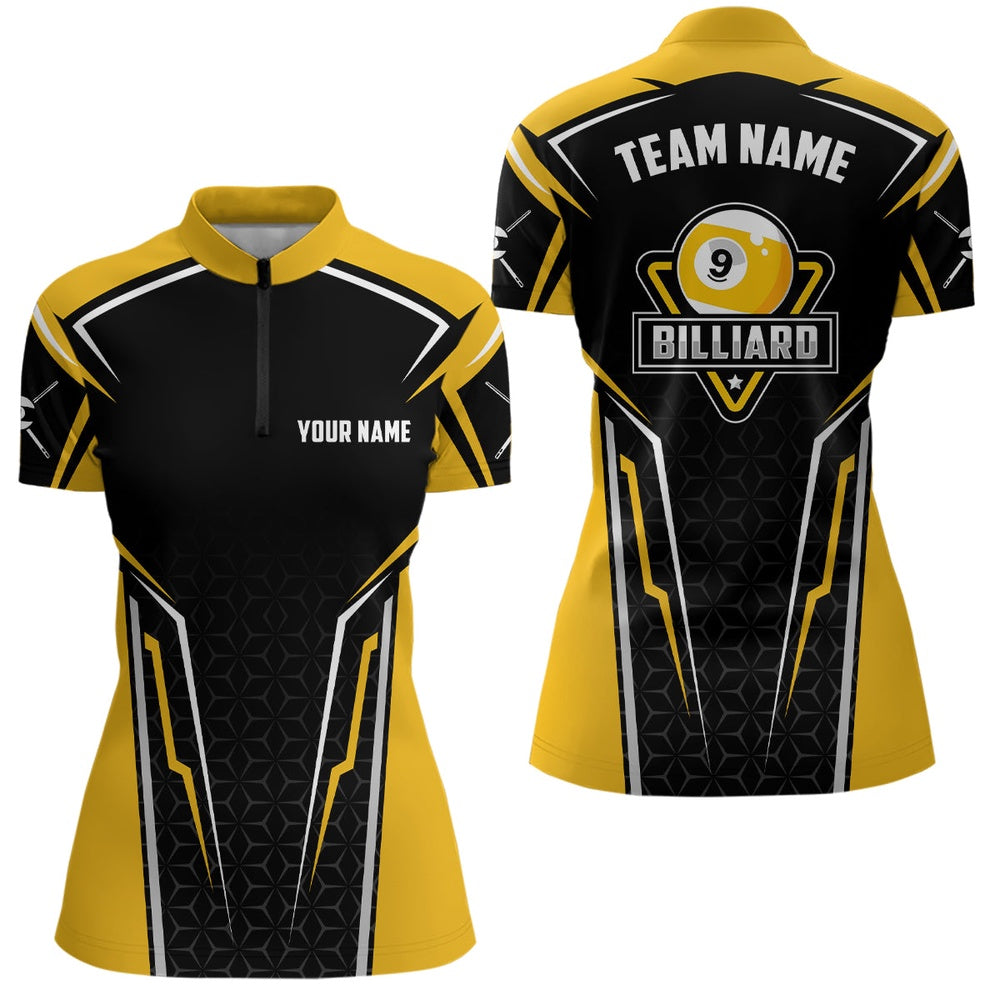 Billiard Polo Shirts, Abstract Sports Ball 9 Billiard Polo Shirts, Custom Name Billiards Team Shirts