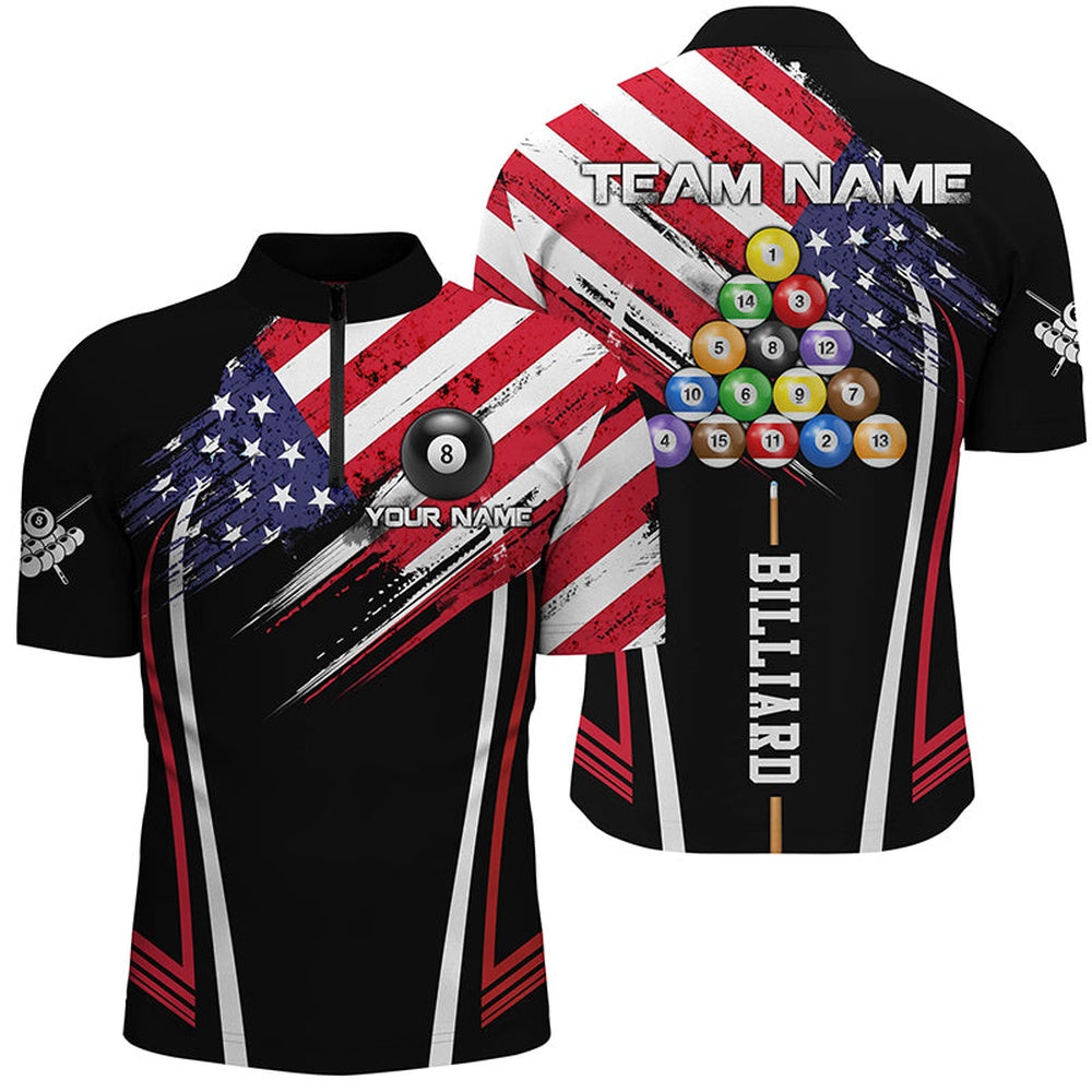 Billiard Polo Shirts, American Billiard Jerseys Polo Shirts Custom Patriotic Billiard Us Flag Shirts, Billiards Team Shirts