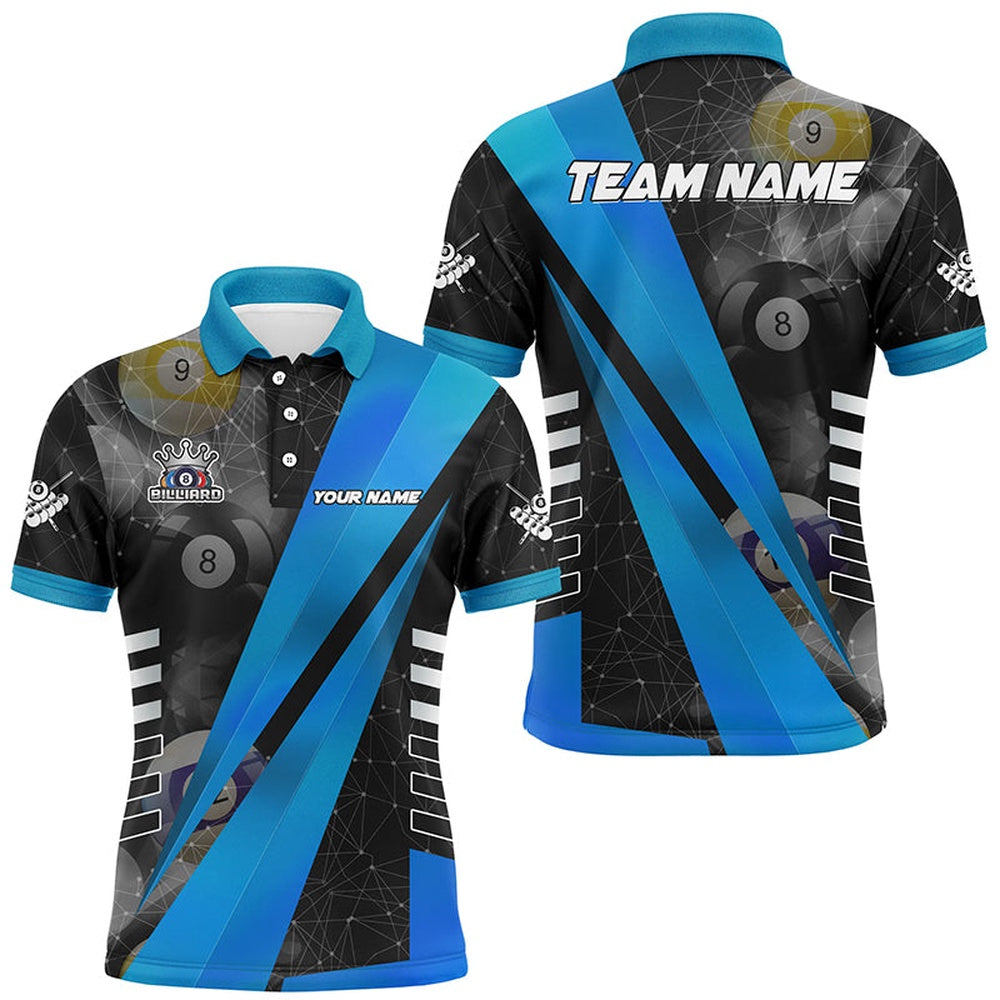 Billiard Polo Shirts, Best Custom Billiard Jerseys Uniform, Personalized Tournat Billiard Shirts Blue, Billiards Team Shirts