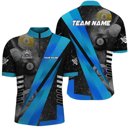 Billiard Polo Shirts, Best Custom Billiard Jerseys Uniform, Personalized Tournat Billiard Shirts Blue, Billiards Team Shirts