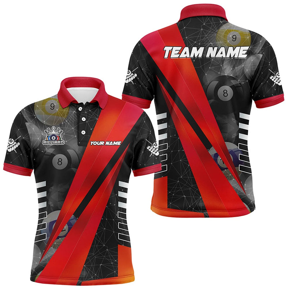 Billiard Polo Shirts, Best Custom Billiard Jerseys Uniform, Personalized Tournat Billiard Shirts Red, Billiards Team Shirts