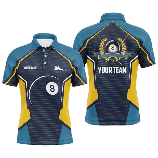 Billiard Polo Shirts, Billiard Ball 8 Custom Name All Over Print Polo Shirts, Custom Billiard Jersey For Player, Billiards Team Shirts