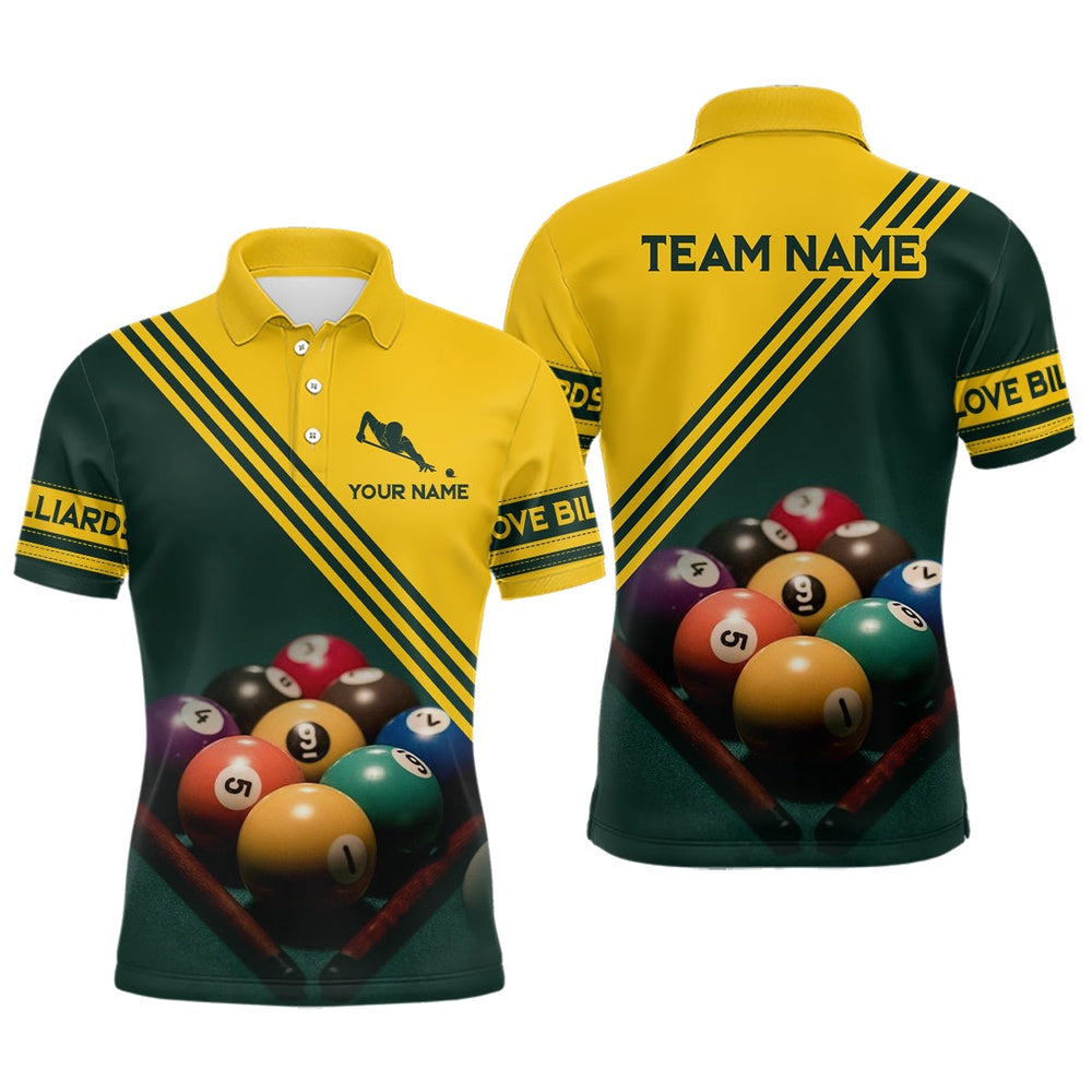 Billiard Polo Shirts, Billiard Ball Set Custom 3D Full Printing Polo Shirts, Personalized Billiard Gifts Idea, Billiards Team Shirts