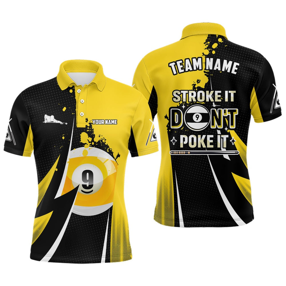 Billiard Polo Shirts, Billiard Funny Stroke It Don'T Poke It Polo Shirts Custom Name 9 Ball Pool Billiard Jerseys, Billiards Team Shirts