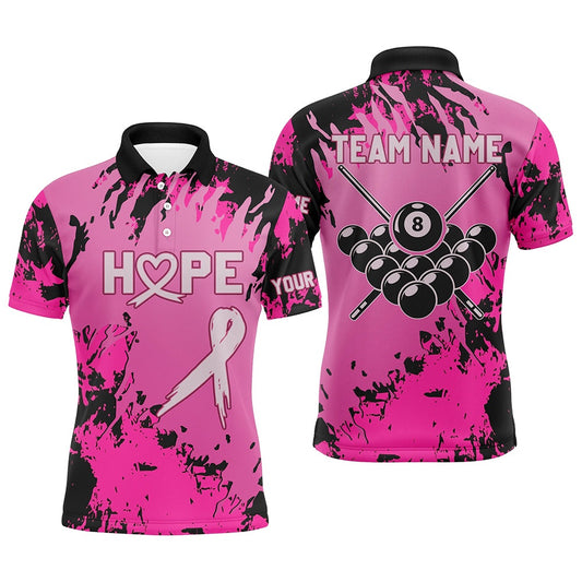 Billiard Polo Shirts, Breast Cancer Awareness Pink Camo Personalized Billiard Polo Shirts Custom Billiard Jerseys, Billiards Team Shirts