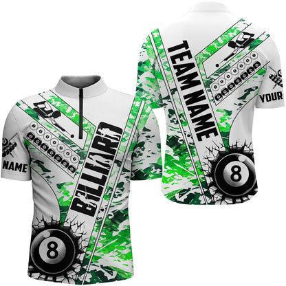 Billiard Polo Shirts, Cracky Billiard 8 Ball Pool With Camo Polo Shirts Custom Team League Billiard Shirts Green, Billiards Team Shirts