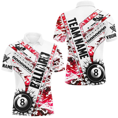 Billiard Polo Shirts, Cracky Billiard 8 Ball Pool With Camo Polo Shirts Custom Team League Billiard Shirts Red, Billiards Team Shirts