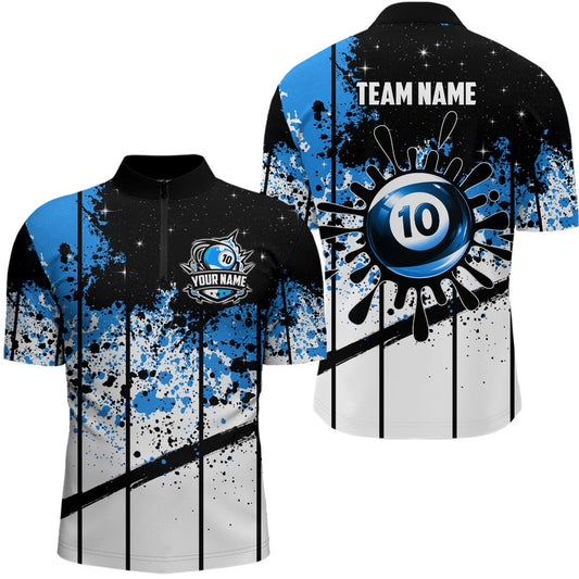 Billiard Polo Shirts, Custom Billiard 10 Ball Grunge Polo Shirts, 10 Ball Pool Billiard Attire Jersey, Billiards Team Shirts