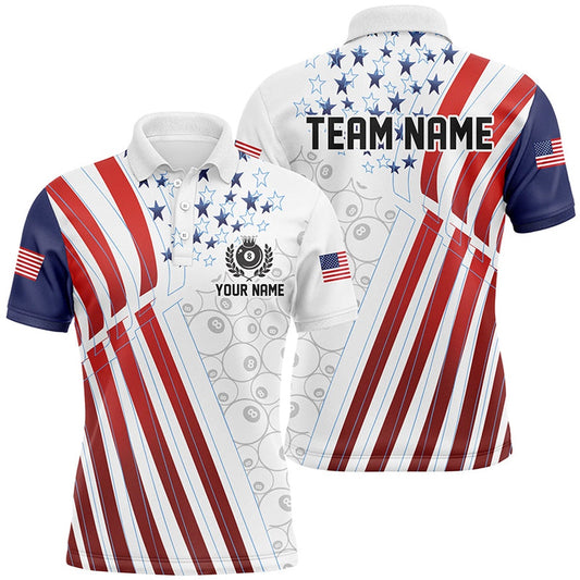 Billiard Polo Shirts, Custom Billiard 8 Ball Pool Player Us Flag Polo & Polo Shirts, Patriotic Billiard Jersey, Billiards Team Shirts