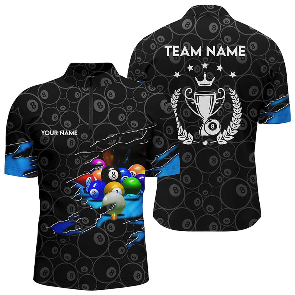 Billiard Polo Shirts, Custom Billiard Player 3D Polo Shirts, Custom 8 Ball Pool Trophy Emblem Jerseys, Billiards Team Shirts