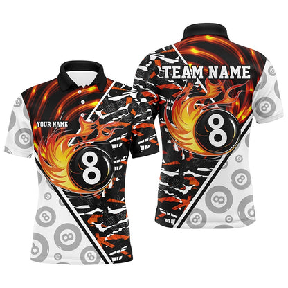 Billiard Polo Shirts, Custom Billiard Polo & Polo Shirts, 8 Ball Pool Fire Billiard Jersey Team Shirts, Billiards Team Shirts