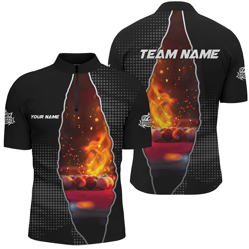 Billiard Polo Shirts, Custom Black Billiard Balls Fire 3D Printed Polo & Polo Shirt, Billiard Apparel Clothing, Billiards Team Shirts