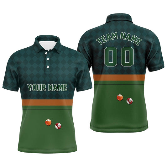 Billiard Polo Shirts, Custom Green 3D Pattern Design Billiard Polo Shirts, Best Billiard Gifts Idea For Player, Billiards Team Shirts