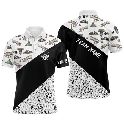 Billiard Polo Shirts, Custom Grunge Black White Full Printing Billiard Polo Shirts, Best Billiard Shirts Design, Billiards Team Shirts