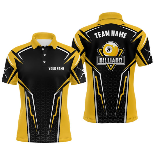 Billiard Polo Shirts, Custom Name Abstract Sports Ball 9 Billiard Polo Shirts, Billiards Team Shirts