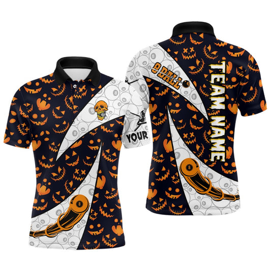 Billiard Polo Shirts, Custom Pumpkin Pattern Halloween Billiard 'S Shirts Best Halloween Polo Shirts, Billiards Team Shirts