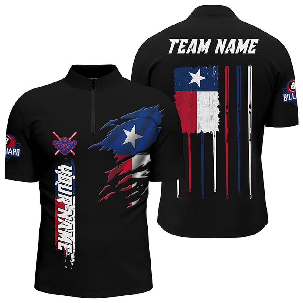 Billiard Polo Shirts, Custom Vintage Billiard Texas Flag Polo Shirts, Patriotic Gift For Pool Lover, Billiards Team Shirts