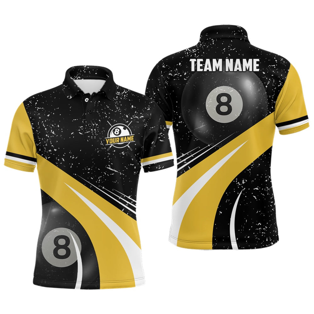 Billiard Polo Shirts, Custom Yellow And Black Billiard 'S Polo Shirts Personalized Billiard Team Jerseys For Player, Billiards Team Shirts
