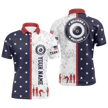 Billiard Polo Shirts, Customized Patriotic USA Flag Custom Billiard Polo Shirts, Patriotic Billiard Team Shirts, Billiards Team Shirts