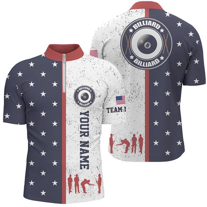 Billiard Polo Shirts, Customized Patriotic USA Flag Custom Billiard Polo Shirts, Patriotic Billiard Team Shirts, Billiards Team Shirts